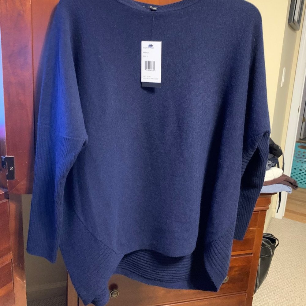 Lafayette 148 Navy Cashmere Sweater